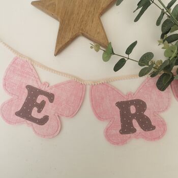 Bunting Personalised Pink Felt Butterfly Wall Decor, 2 of 11