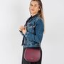Burgundy Soft Leather Small Saddlebag Handbag, thumbnail 2 of 11