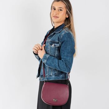 Burgundy Soft Leather Small Saddlebag Handbag, 2 of 11