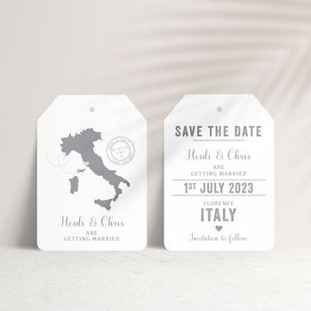 Location Wedding Abroad Save The Date Luggage Tag, 2 of 10
