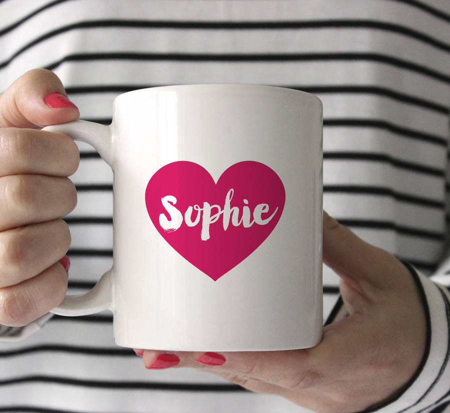 Personalised Watercolour Heart Name Mug By Chips Sprinkles Notonthehighstreet Com