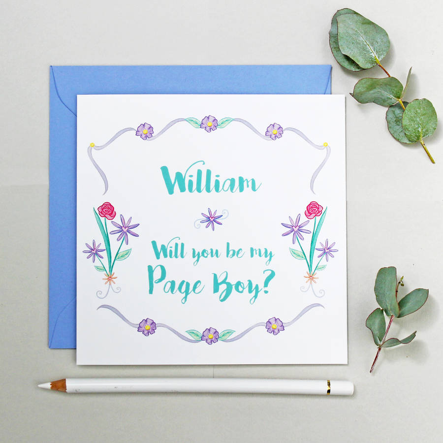 Personalised 'Will You Be My Page Boy?' Card By Martha Brook