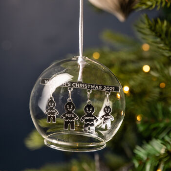 Personalised Gingerbread Family Glass Dome Bauble, 3 of 3