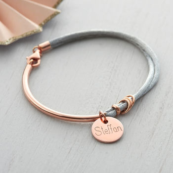 Personalised Silk And Rose Gold Charm Bangle, 5 of 8
