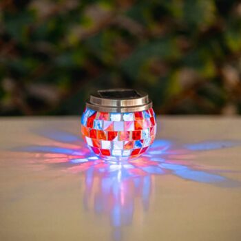 Solar Glass Lantern LED Mosaic Lighting Outdoor Decor, 4 of 12