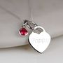 Engraved Silver Heart Necklace With Birthstone, thumbnail 1 of 6