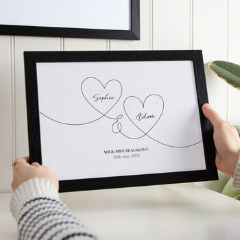 Names In Hearts Cotton 2nd Anniversary Print, 2 of 3