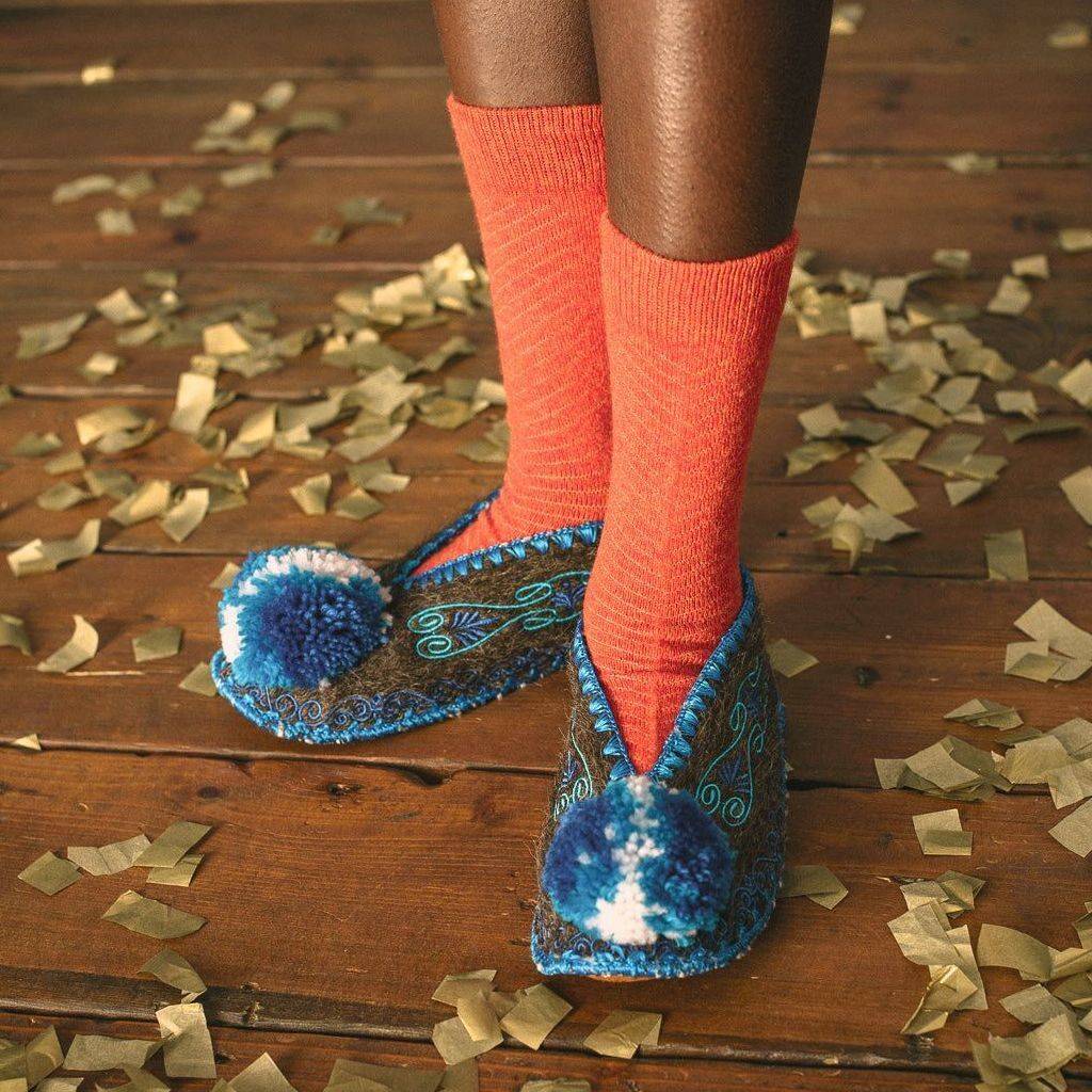 Advarsel kaustisk gift Wool Pompom Slippers By Makeda Matheson | notonthehighstreet.com
