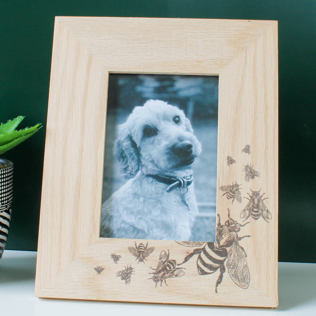 Oak Photo Frame With Bee Design, 1 of 5