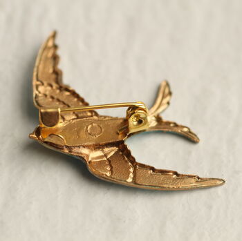 Verdigris Swallow Bird Brooch Pin, 10 of 11