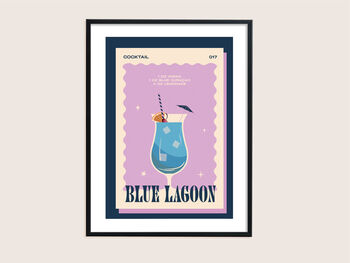 Retro Cocktail Blue Lagoon Print, 4 of 5