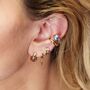 Mixed Metal Single Cartilage Hoop Earring, 7mm, thumbnail 3 of 4