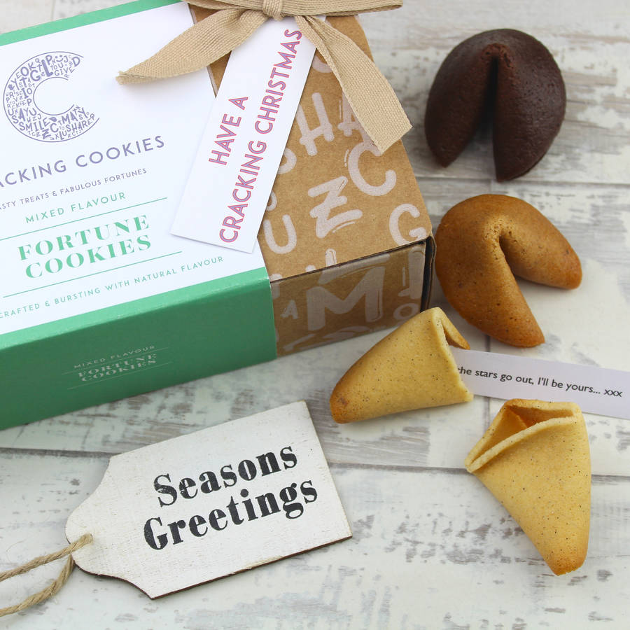 Gift Box Of Six Christmas Fortune Cookies By Cracking Cookies