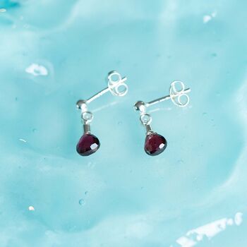 Garnet Drop Stud Earrings Second Light Collection, 3 of 4