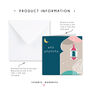 Eid Mubarak Arch Card In Navy Blue With Calligraphy, thumbnail 2 of 3