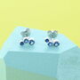 Triple Dot Sapphire Zircon Earrings, thumbnail 1 of 2