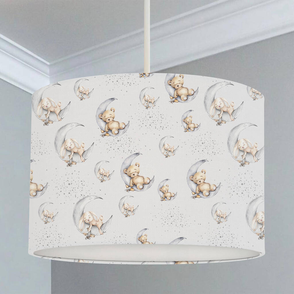 Bedtime For Bunny And Bear Lampshade, Grey