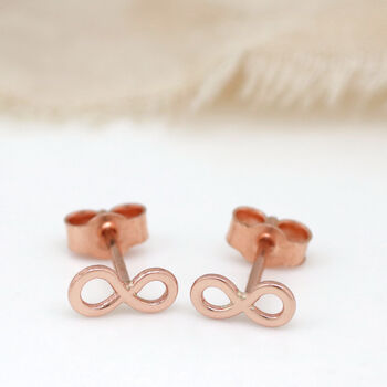 Tiny 9ct Gold Earrings. Infinity Symbol, 8 of 12