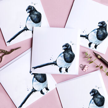 Inky Magpie Blank Greeting Card, 2 of 4
