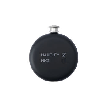 Christmas 'Naughty' Black 6oz Hip Flask | Gift Boxed, 2 of 2