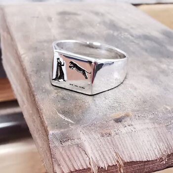 Custom Engraved Square Silver Signet Ring, 8 of 12