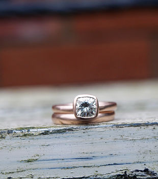 Recycled 9ct Rose Gold Ring Set With 1ct Moissanite, 4 of 5