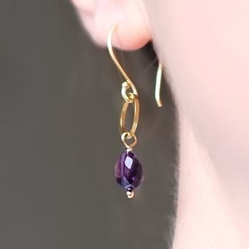 Gold Plated Circle And Gemstone Earrings, 4 of 12