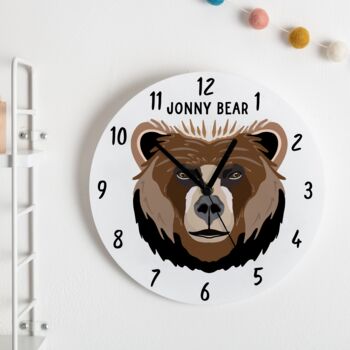 Personalised Bear Face Bedroom Wall Clock, 2 of 5