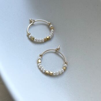 Petite Fair Trade And White Delica Beads Hoops, 3 of 5