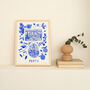 Porto Blue Portuguese 'Azulejo' Painted Scene Art Print, thumbnail 1 of 3