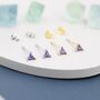 Tiny Amethyst Purple Cz Triangle Stud Earrings, thumbnail 3 of 10
