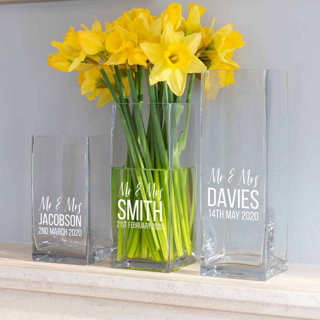 Personalised Glass Vase Wedding Gift By Mirrorin