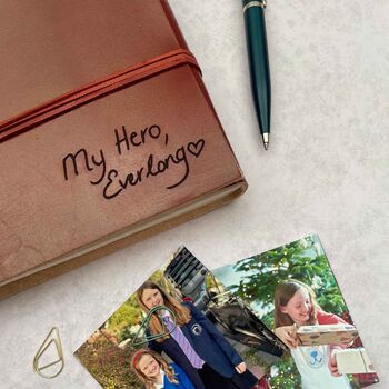 Personalised Handwriting Distressed Leather Photo Album, 4 of 12