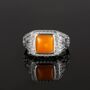 Gold Plated Orange Gemstone Ring For Men, thumbnail 5 of 12