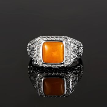 Gold Plated Orange Gemstone Ring For Men, 5 of 12