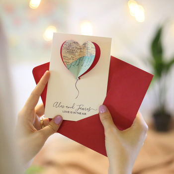 Personalised Map Heart Balloon Valentine's Card, 9 of 11