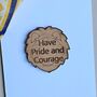 'Have Pride And Courage' Wooden Lion Token And Card, thumbnail 2 of 2