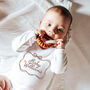 Personalised New Baby Gift Surname Bodysuit With Bow Frame, thumbnail 1 of 6