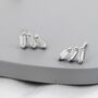 Sterling Silver Baguette Cz Trio Stud Earrings, thumbnail 1 of 12