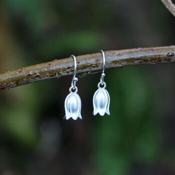 Silver Bluebell Single Drop Earrings, Silver Plated, 2 of 3