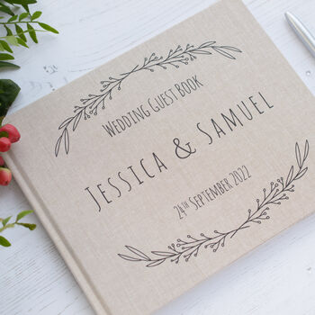 Personalised Leaf Design Wedding Guest Book, 3 of 7