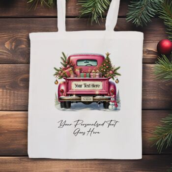 Personalised Christmas Vintage Truck Tote Bag, 10 of 10
