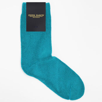 Ribbed Cuff Men's Bed Socks – Aqua, 2 of 2