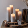 Set Of Five Grey Slim LED Pillar Candles, thumbnail 1 of 4