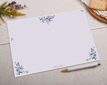 A4 Origami Writing Paper That Folds Into An Envelope With Blue Floral Design, 5 of 5