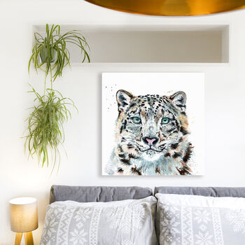 Inky Snow Leopard Canvas Gallery Print, 2 of 9