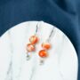 Two Pearl Colourful Marble Pearl Dangle Drop Earrings, thumbnail 2 of 10