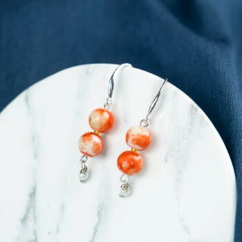 Two Pearl Colourful Marble Pearl Dangle Drop Earrings, 2 of 10