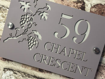 Personalised Grape And Vine Design House Sign Acrylic, 4 of 8