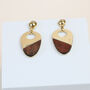 Gold Plated Imitation Wood Drop Earrings, thumbnail 3 of 8
